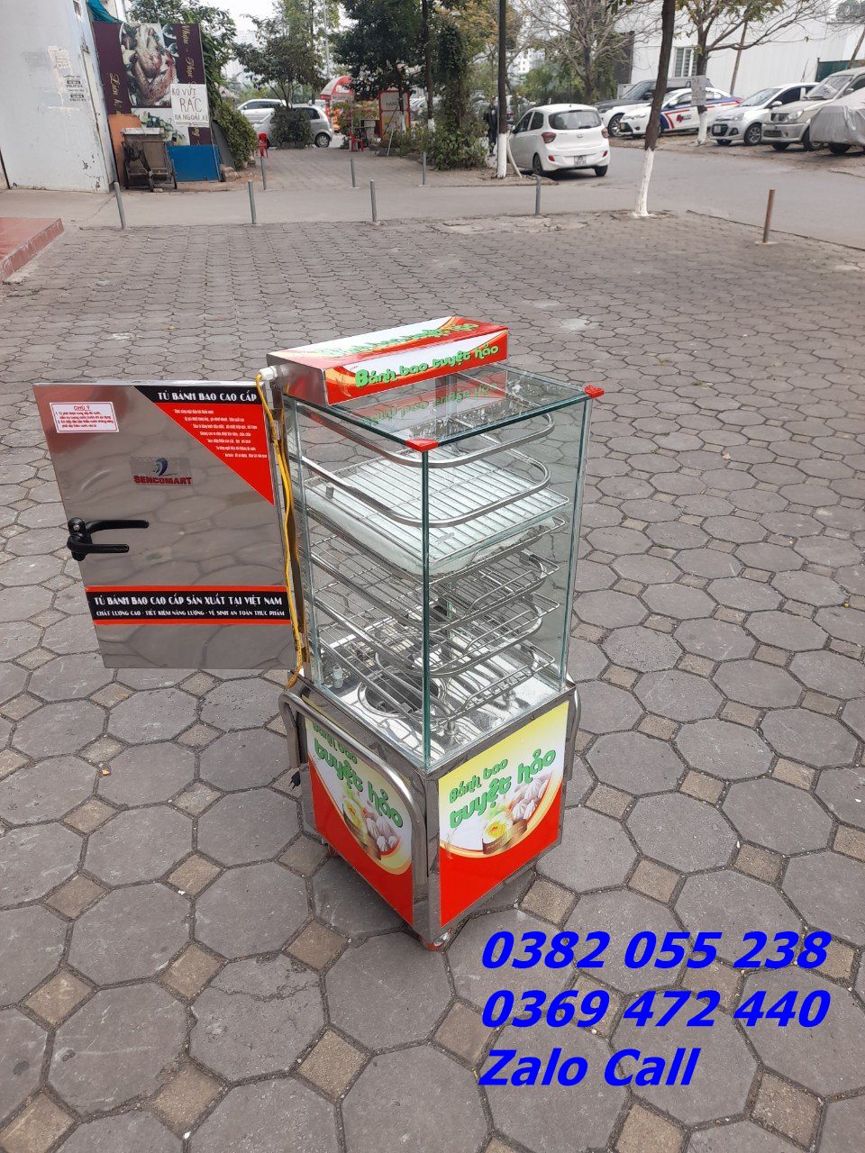Tủ hấp, trưng bày bánh bao di động, có chức năng sấy mới nhất