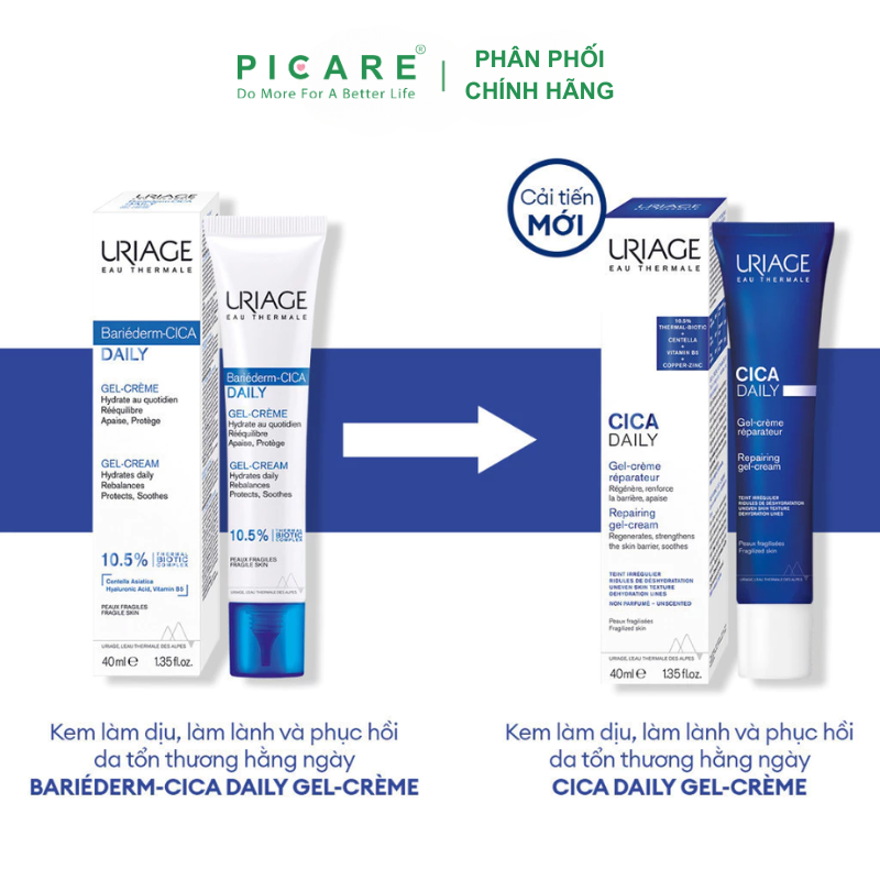 Kem làm dịu và phục hồi da tổn thương hằng ngày URIAGE CICA DAILY GEL-CREAM 40ml