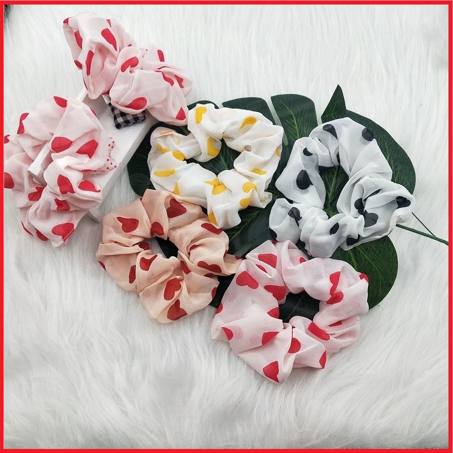 🍐Đặc Biệt🍐Scrunchies cột tóc vải trái tim xinh xắn dễ thương🍐