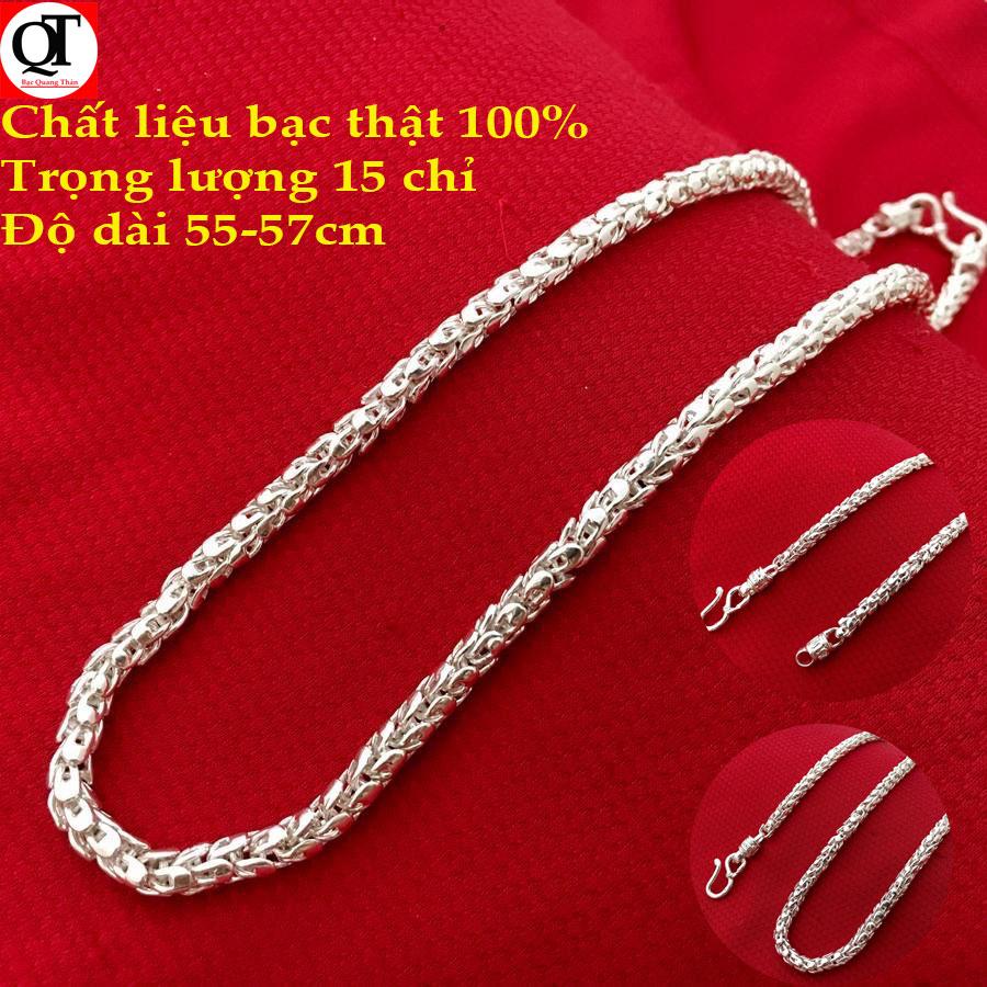 Vòng cổ nam Bạc Quang Thản - Dây chuyền nam vẩy rồng chất liệu bạc thật 100% kiểu dây dạng tròn trọng lượng 15 chỉ độ dài 55-57cm - QTDCNA5(BẠC)