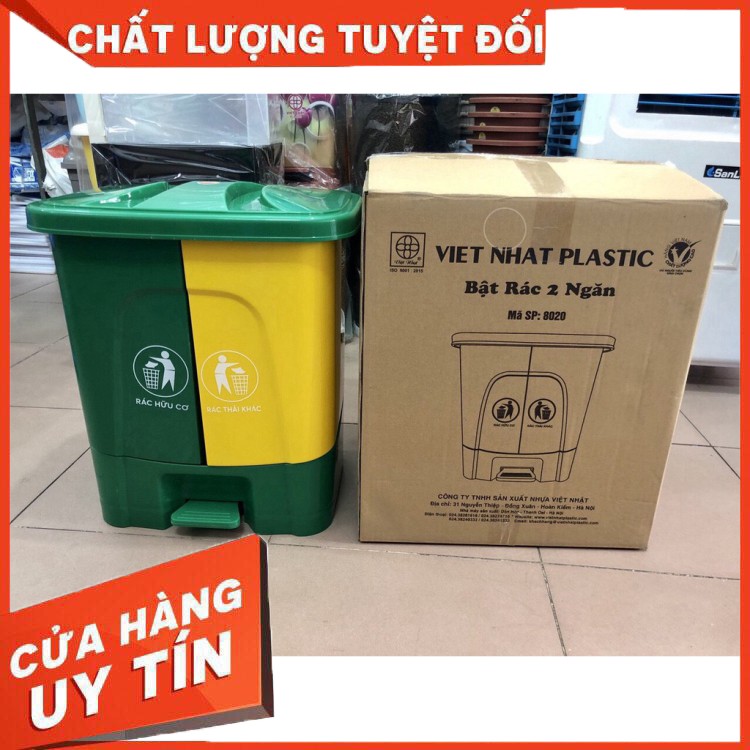 Thùng Rác 2 Ngăn Phân Loại Rác Thông Minh nhựa việt nhật