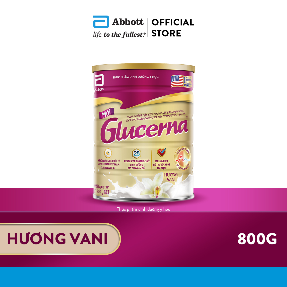 Lon sữa bột Glucerna hương Vani 800g (New)