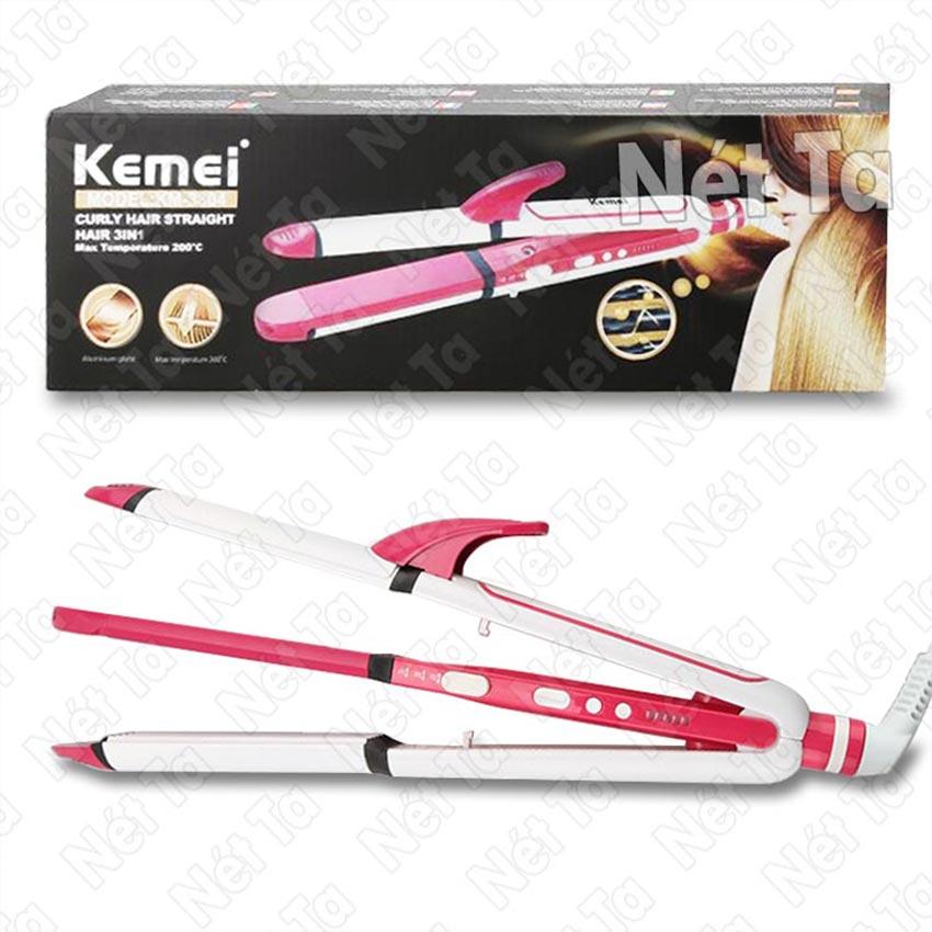Máy làm tóc đa năng Kemei KM-3304 3in1 chuyên nghiệp điều chỉnh 5 mức nhiệt độ chuyên dụng uốn tóc duỗi tóc là tóc dập xù bấm tóc