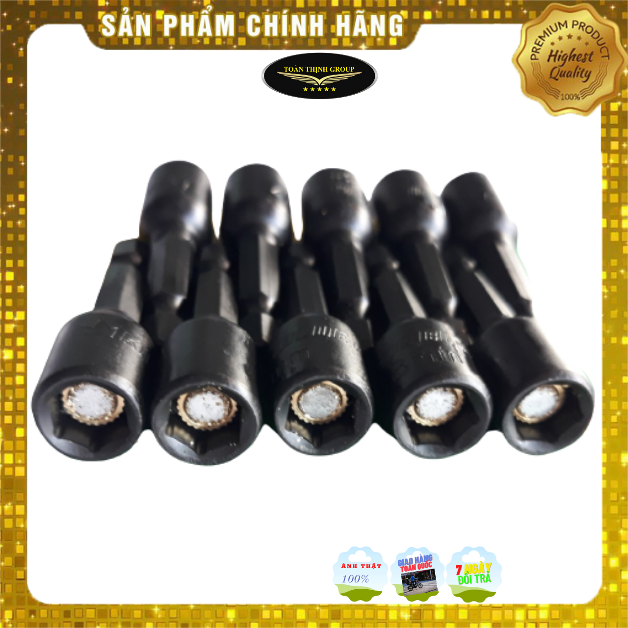 [ Bộ 10 Mũi] Đầu Bắn Tôn KINGBLUE 8mm Cao Cấp Có Nam Châm Hít, Đầu Vít Vặn Tôn - Thép Hợp Kim Cao Cấp