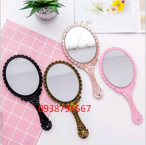 [HCM]Gương soi mặt trang điểm- gương cầm tay có mặt kính đẹp kiểu hoàng cung - 1 cái