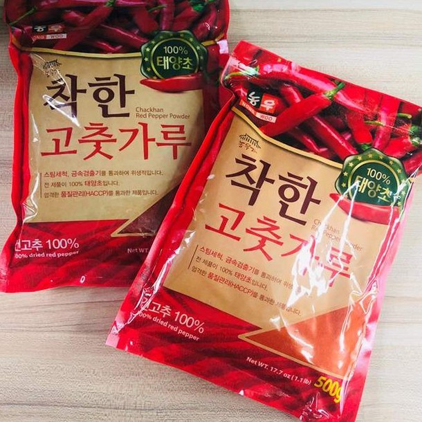 [Combo 2 gói] Ớt bột vảy và mịn Hàn Quốc làm kim chi gói 500g