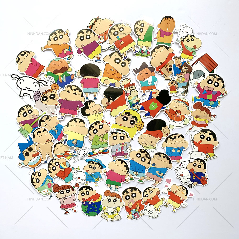 Shin - Cậu Bé Bút Chì Stickers -  Hình dán chất liệu PVC chất lượng cao chống nước - Kích thước 6 - 7cm - Trang trí tủ cho bé, nón bảo hiểm, laptop - Sticker Việt Nam