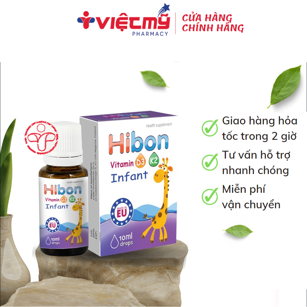 Vitamin D3K2 Hibon giúp bé cao lớn, ngủ ngon nhập khẩu chính hãng châu Âu
