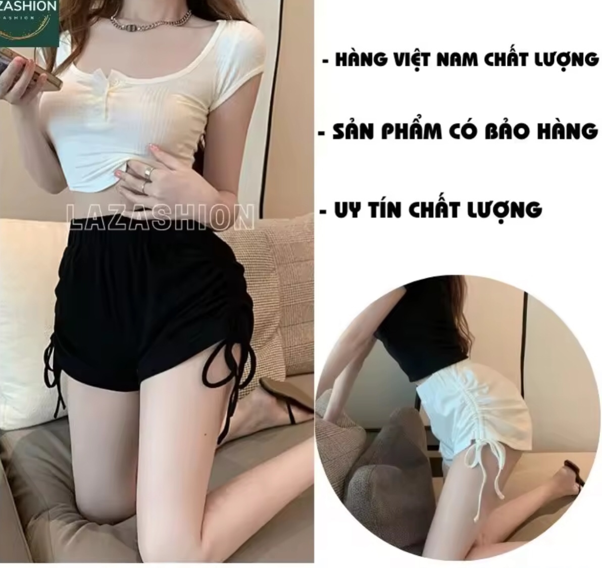 Quần đùi rút dây 2 bên thể thao