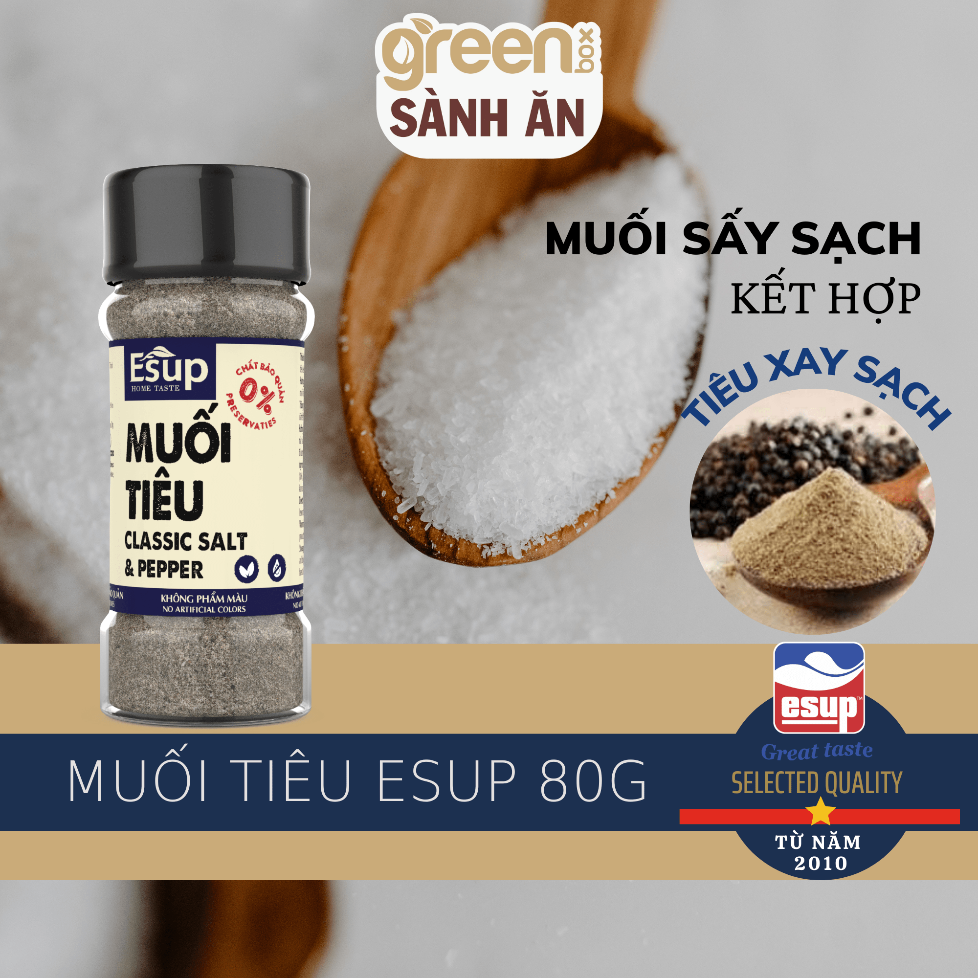 Muối tiêu Esup 80g vị tiêu đen rang xay ăn thơm cay