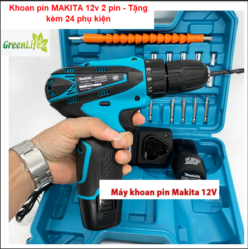 [GIÁ HỦY DIỆT] Máy Khoan Makitaa 12V - Tặng Bộ Phụ Kiện 24 Chi Tiết – Bảo Hành 12Tháng - Máy Khoan Gỗ,Máy Bắt Vít Makitaa 12V Máy Khỏe Với 2 Nấc Điều Chỉnh Tốc Độ Làm Việc,Có Chức Năng Khoan, Bắt Vít, Bắt Ốc Chống Trượt Nhiều Cấp Độ