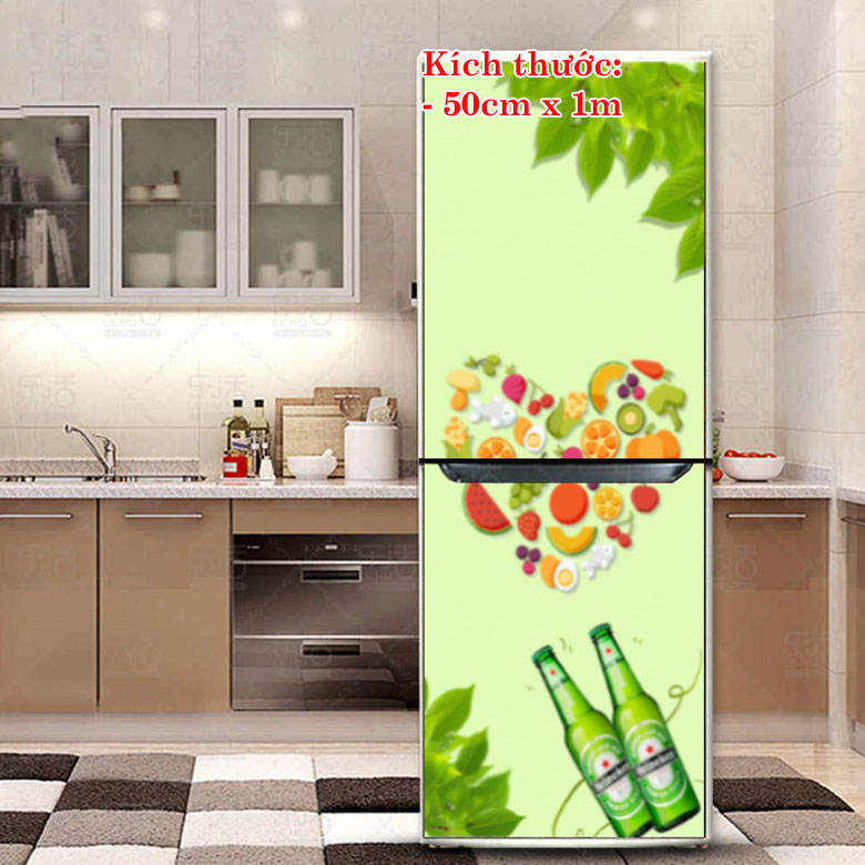 [HCM]Decal dán trang trí tủ lạnh mẫu hoa quả