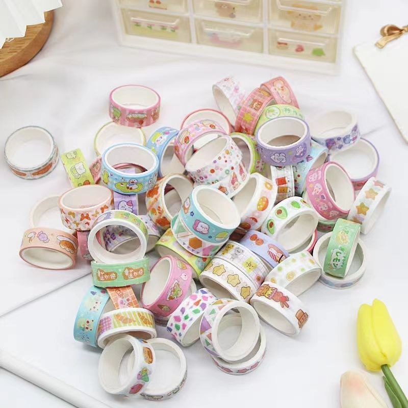Set Băng Washi Cute Trang Trí Cartoon Dễ Thương, Băng Dán Washi Đặc Biệt