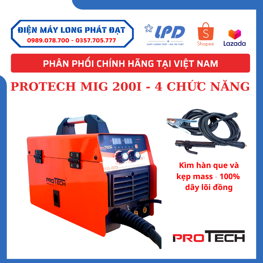 Máy hàn Mig mini Protech 200I 5 chức năng hàn độ bền cao 100% dây lõi đồng