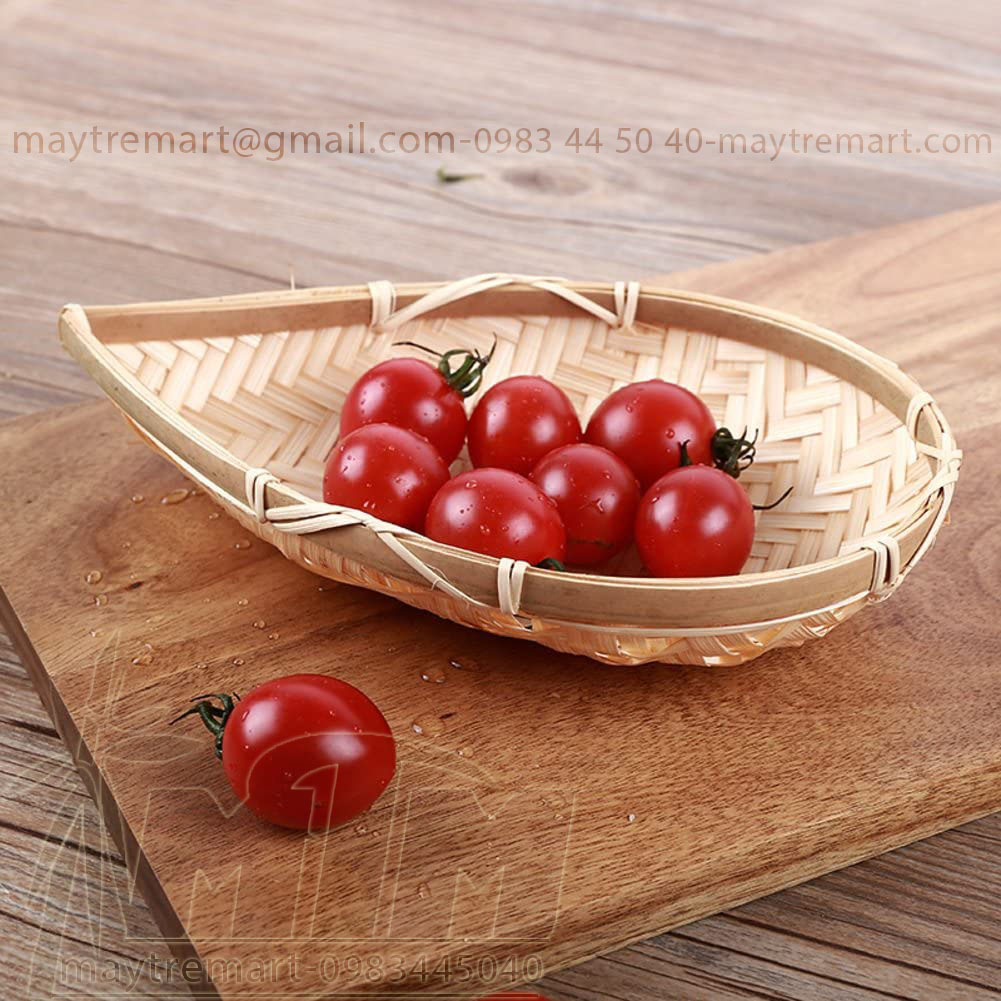 Khay tre l Đĩa tre giọt nước (trắng) trang trí đồ ăn, trang trí sản phẩm.