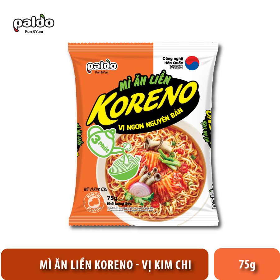 5 gói Mì nước Koreno vị ngon nguyên bản vị Kim chi, vị bò cay