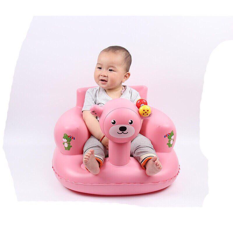 Ghế tập ngồi cho bé hình gấu cho bé ăn dặm + kèm miếng dán và keo