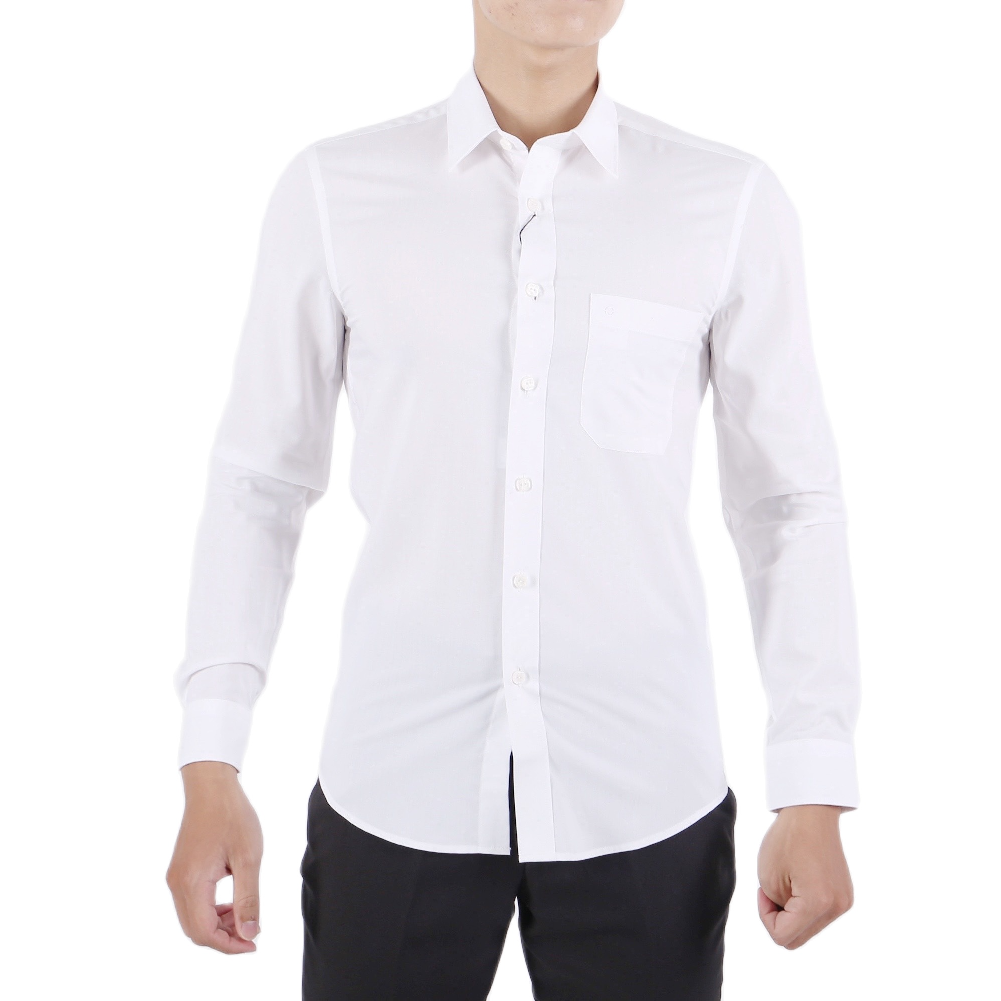 OWEN - Áo sơ mi nam dài tay Bamboo Regularfit có túi màu trắng - AR91008D