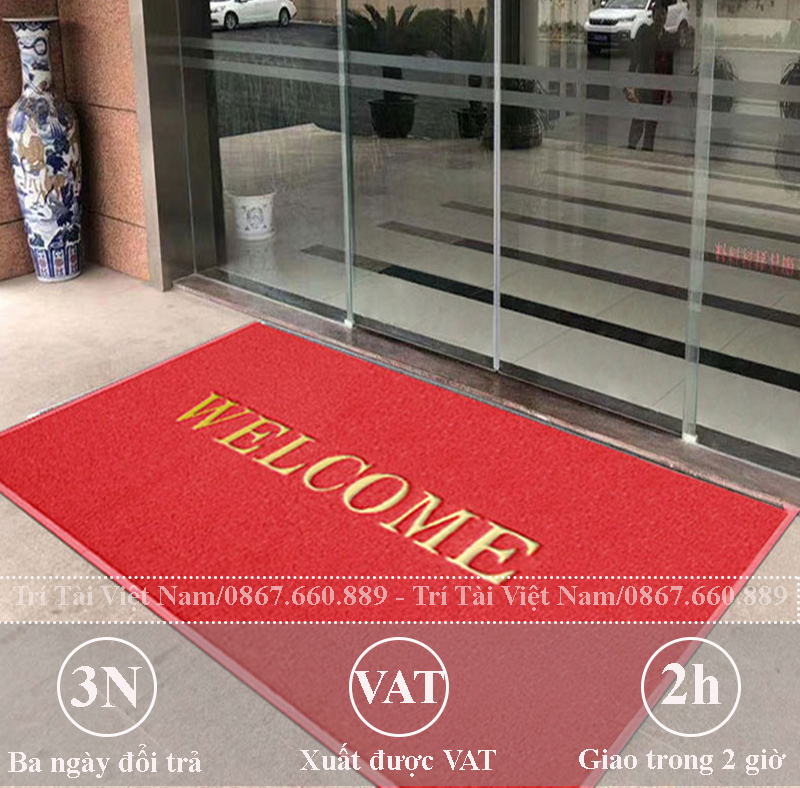 thảm welcome chống trơn trượt sảnh, hàng lanh, kích thước 50x70cm