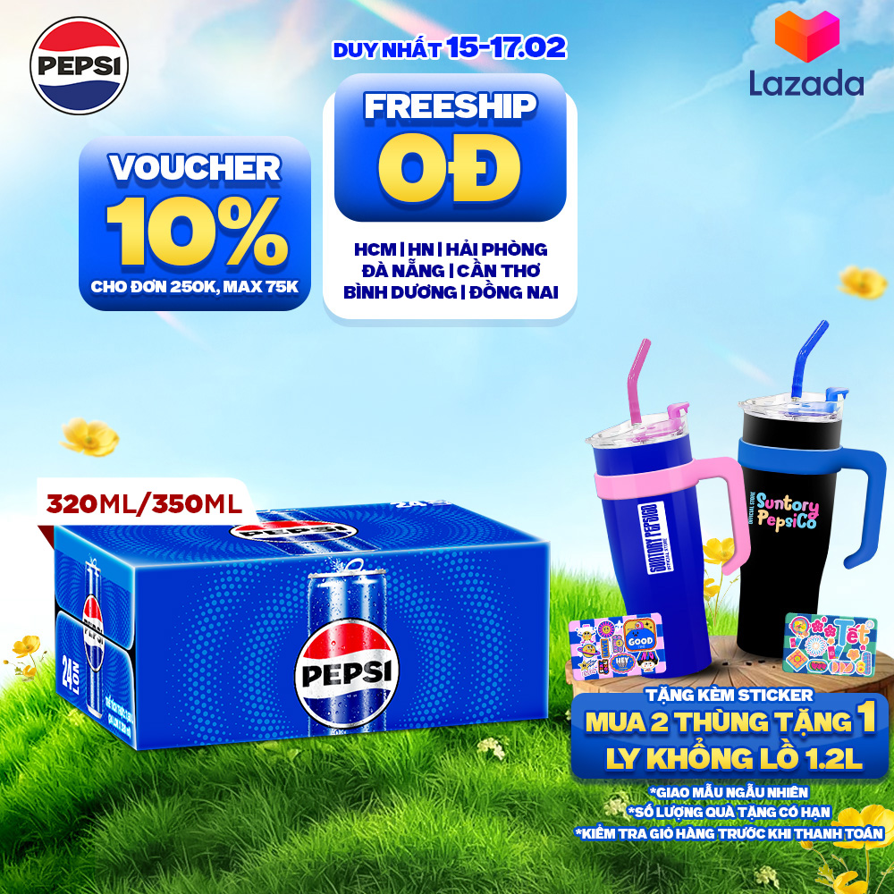 Thùng Nước Ngọt Có Gaz Pepsi (320ml/lon hoặc 350ml/lon)