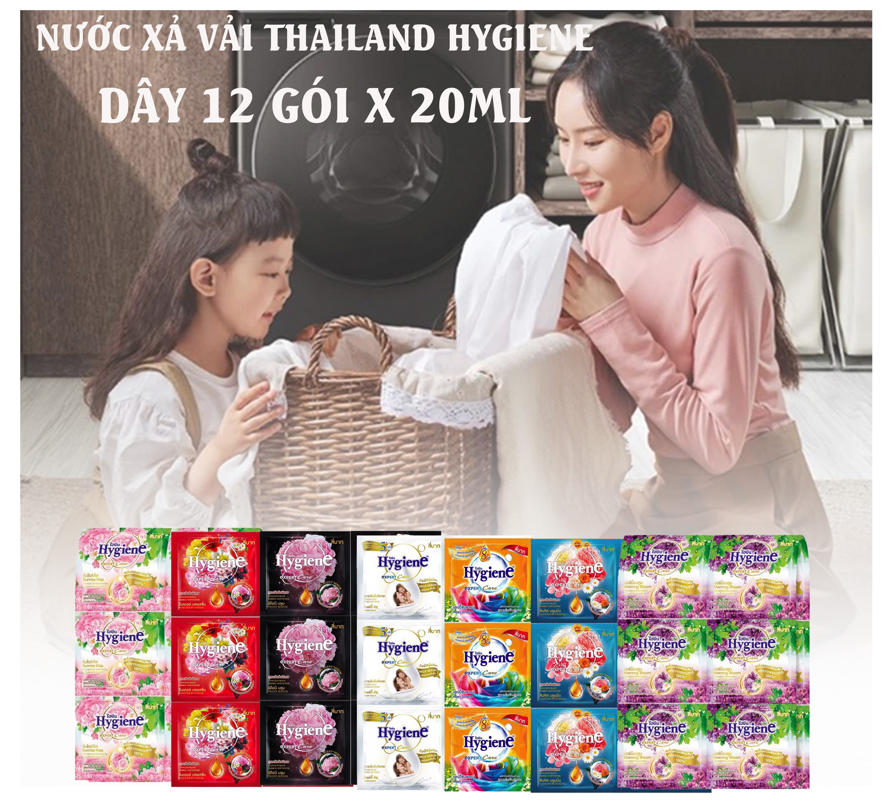 Nước xả vải Thailand Hygiene dây 12 gói x 20ml