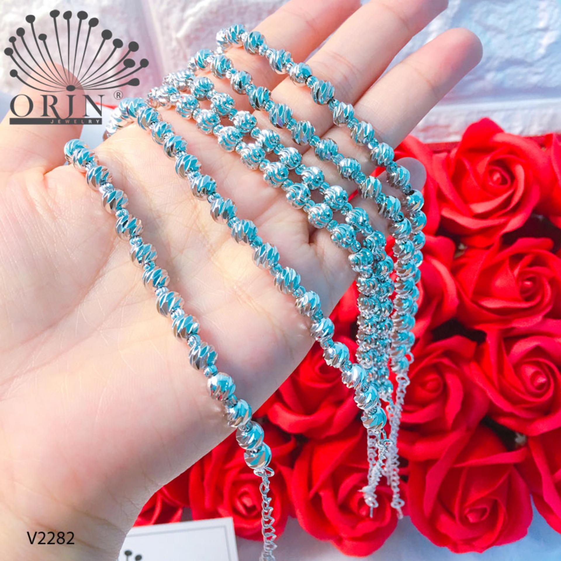 Vòng tay nữ, vòng bi, lắc bi bạc trắng thiết kế thời thượng Orin V2282