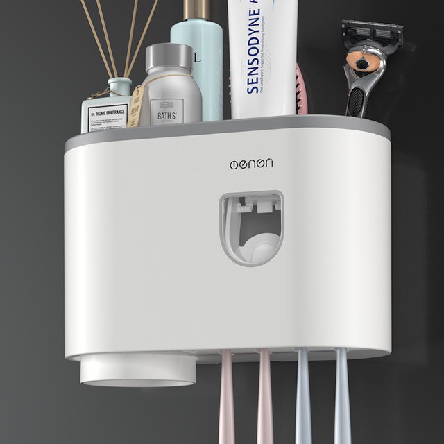 Kệ Phòng Tắm Thông Minh OENON Kèm Cốc Hút Từ Tính Có Nhả Kem Đánh Răng Tự Động Lắp Đặt Dính Tường - OEKEM02