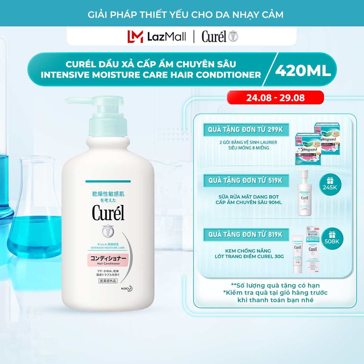 Dầu Xả Cấp Ẩm Chuyên Sâu Curel Intensive Moisture Care Hair Conditioner 420ml