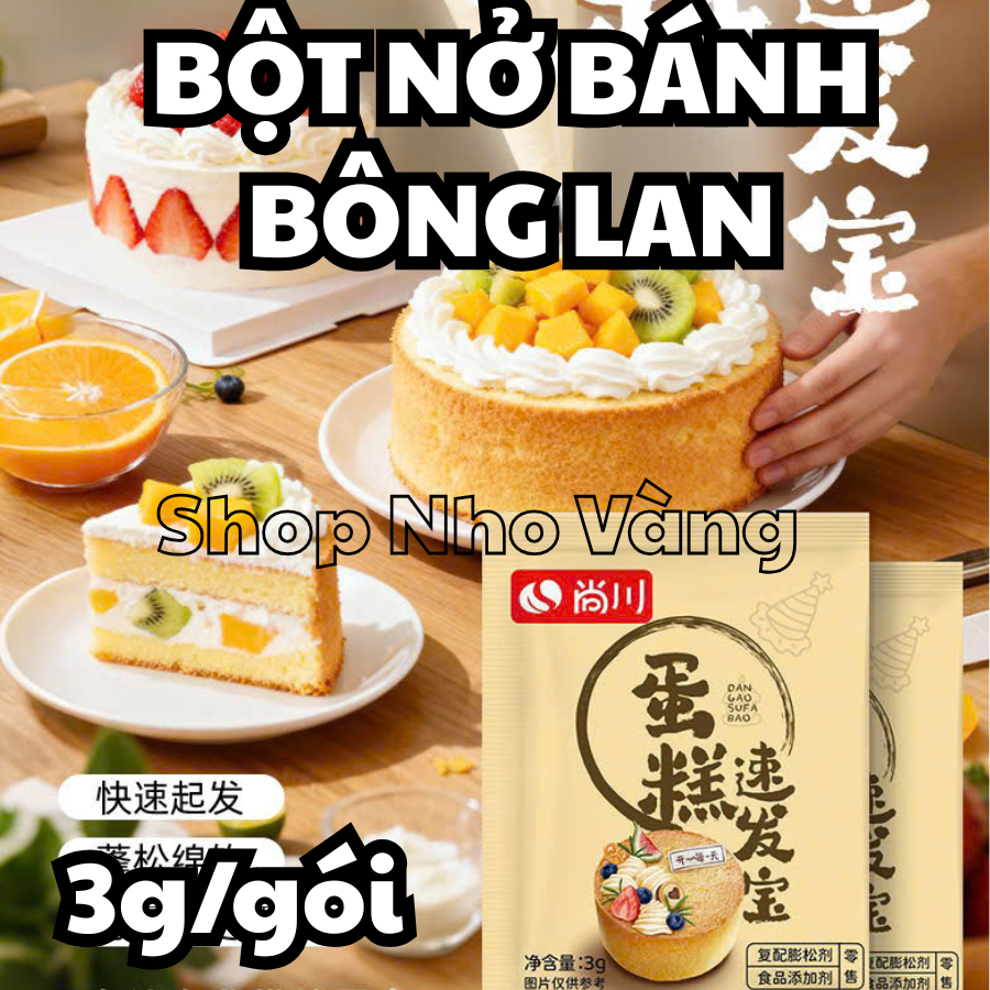 bột nở làm bánh bông lan 3g – giúp bánh nở đều, mềm mịn, dễ thành công cho người mới