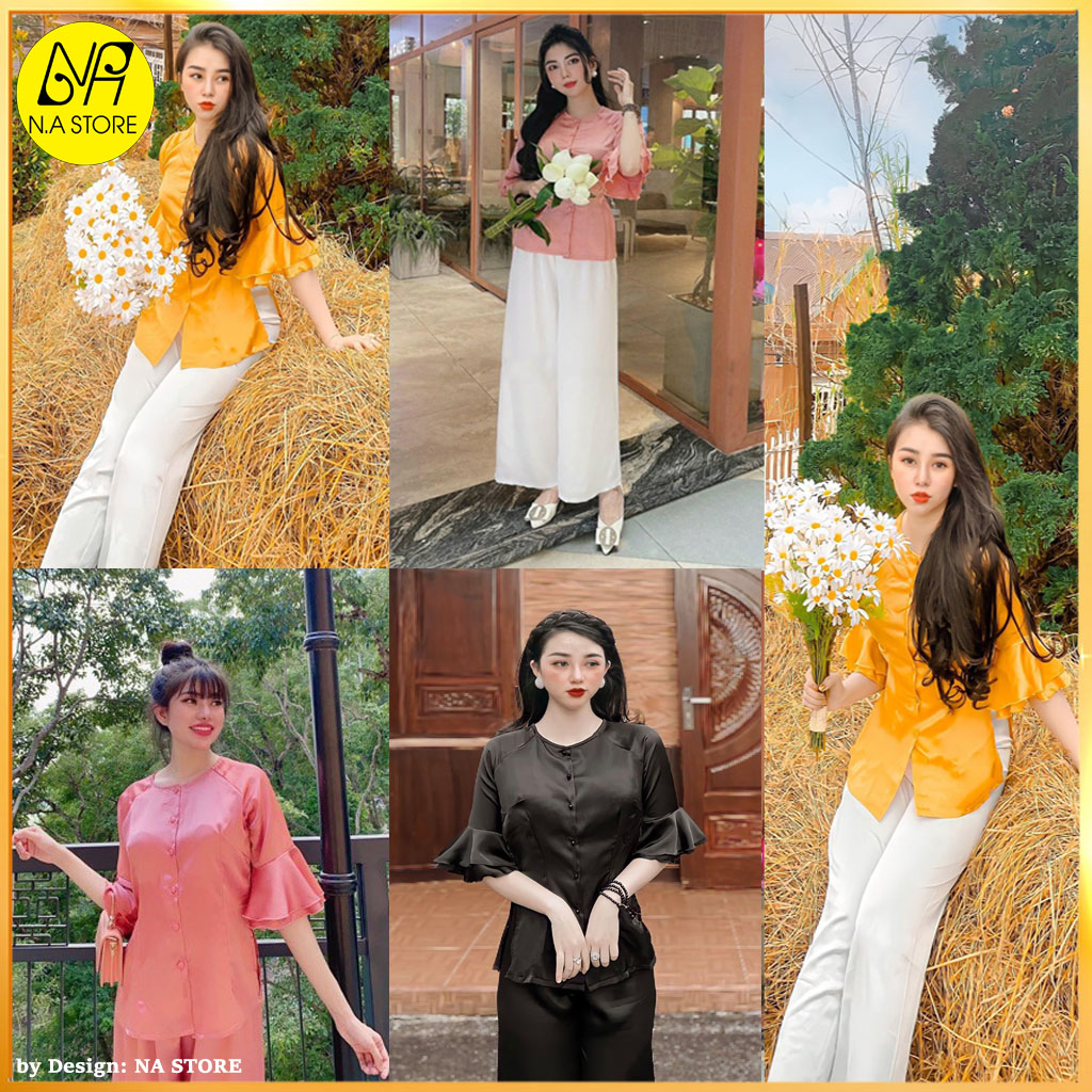 Đồ Lam Đi Chùa Nữ - Bộ Đi Lễ Chùa Đẹp Cao Cấp Trang Nhã Vải Lụa Tay Xòe Mới Dành Cho Phật Tử Mới - 1AL003