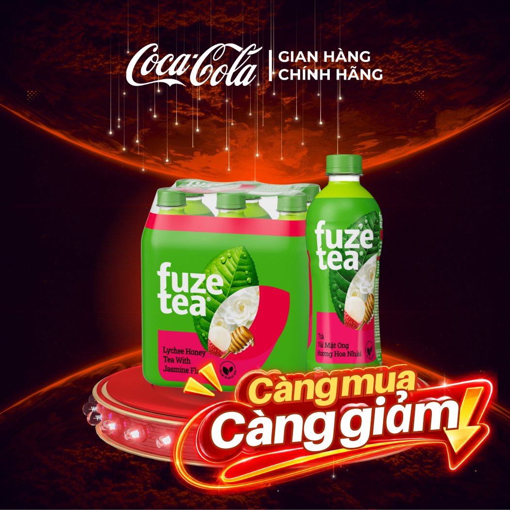 Lốc 6 Chai Trà Mật Ong Hương Lài Vải Fuzetea+ 450ml/Chai Sale 8.8 Coca-Cola Chính Hãng_LD