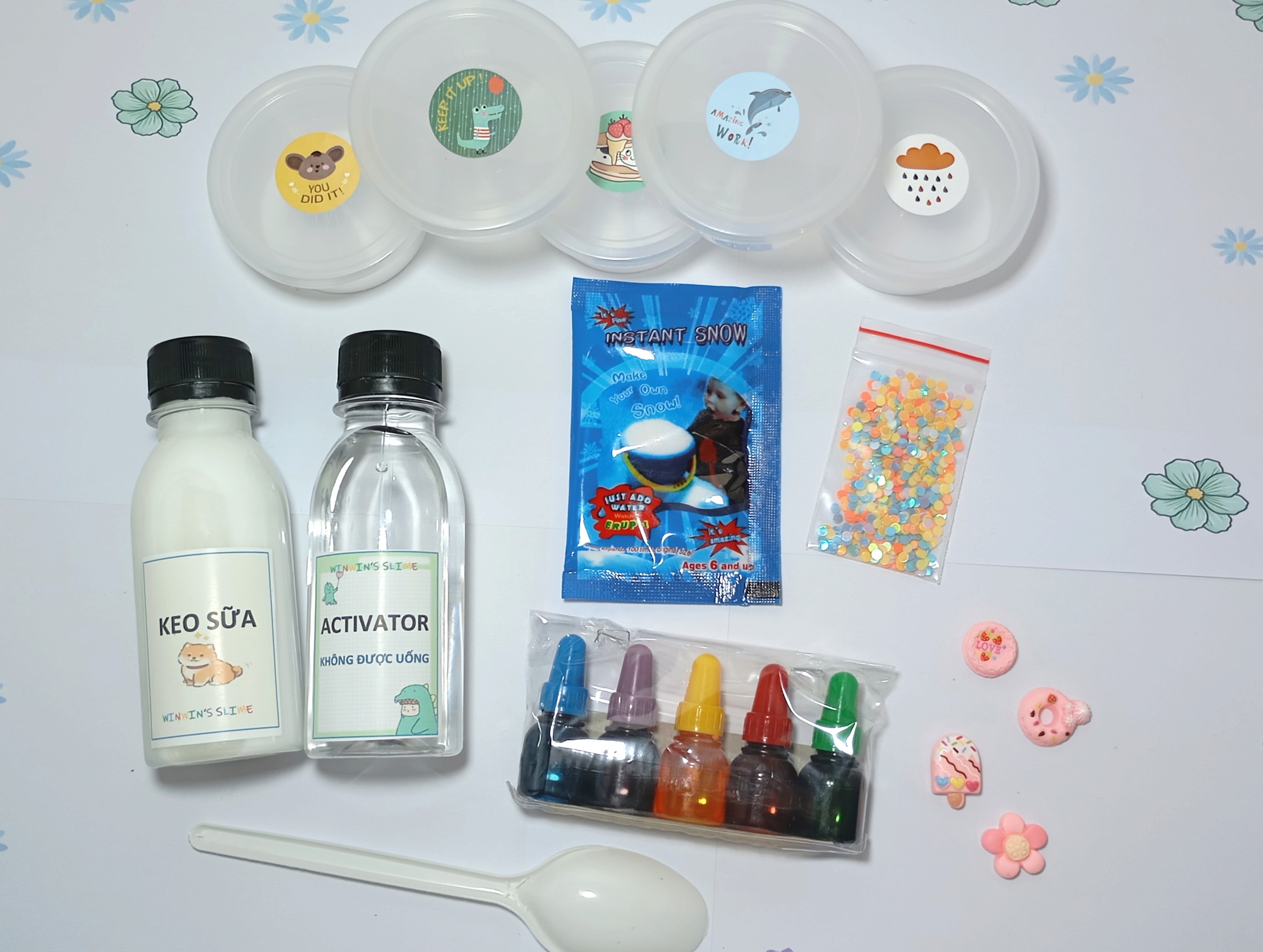 Bộ kit làm slime mây - dụng cụ làm slime đơn giản, an toàn
