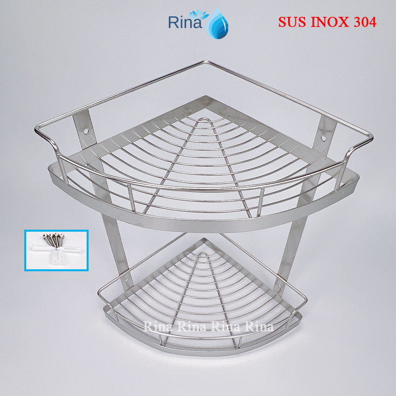 Kệ góc 2 tầng inox 304 kệ góc 2 tầng đựng đồ nhà tắm kệ 25cmx25cm, kệ góc 2 tầng cao cấp