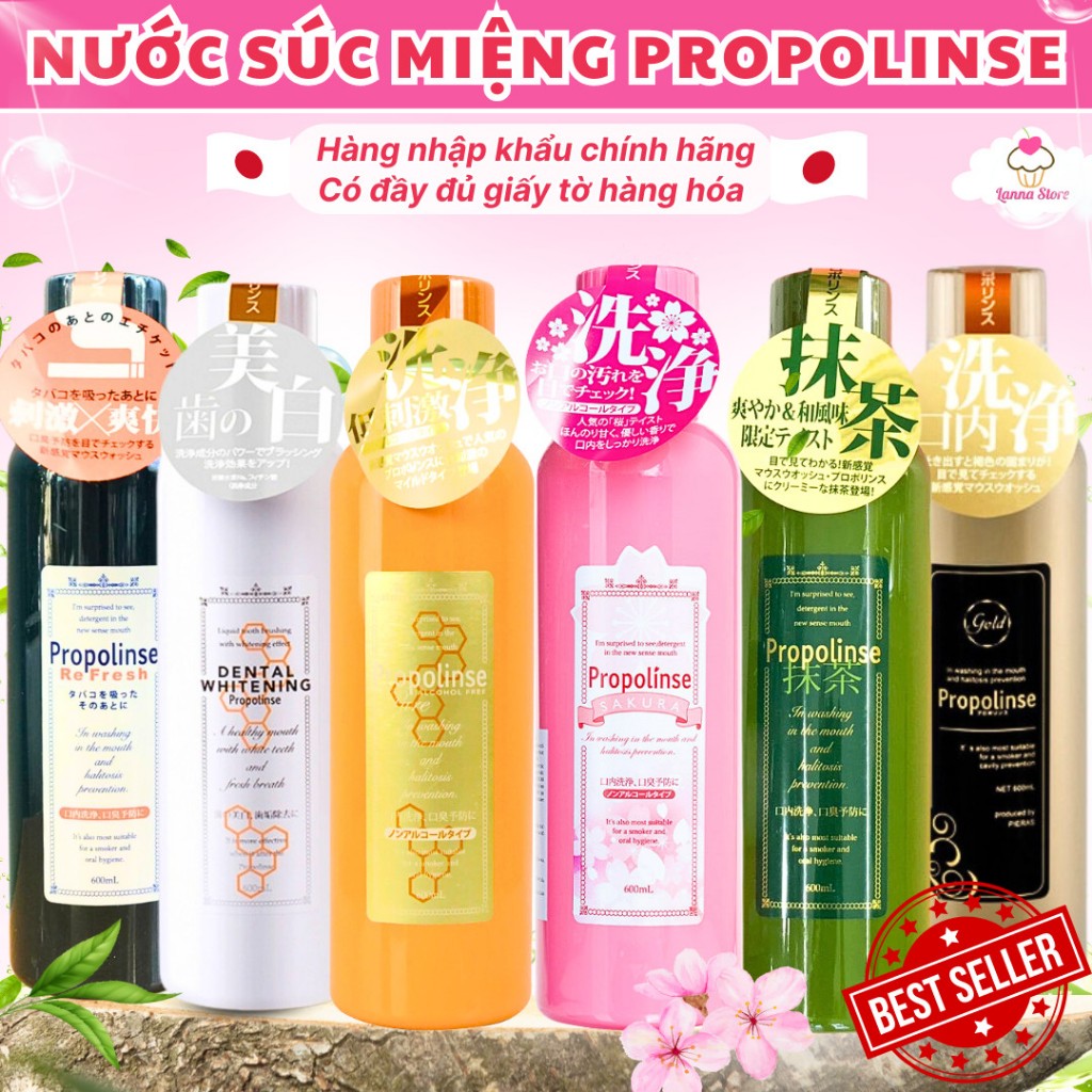   HÀNG CHUẨN CHẤT LƯỢNG   Nước súc miệng Propolinse chai 600ml đủ 5 loại - Nhật Bản 
