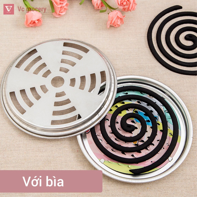 [HÀNG CÓ SẴN] Hộp đựng nhang muỗi bằng thép không gỉ khay đựng nhang muỗi có nắp đậy an toàn