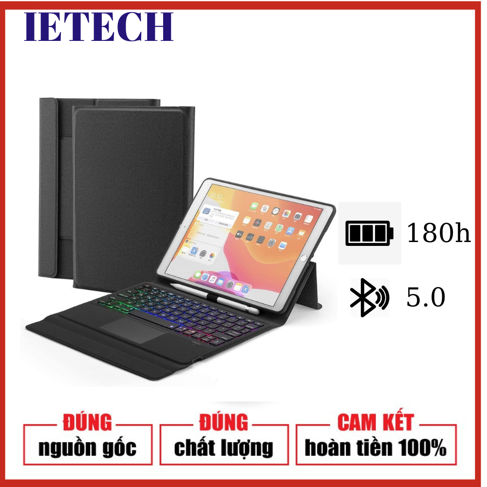 Bao da bàn phím IETECH dành cho ipad 9.7 inch 7 màu đèn nền có chuột cho bàn phím - Hàng chính hãng