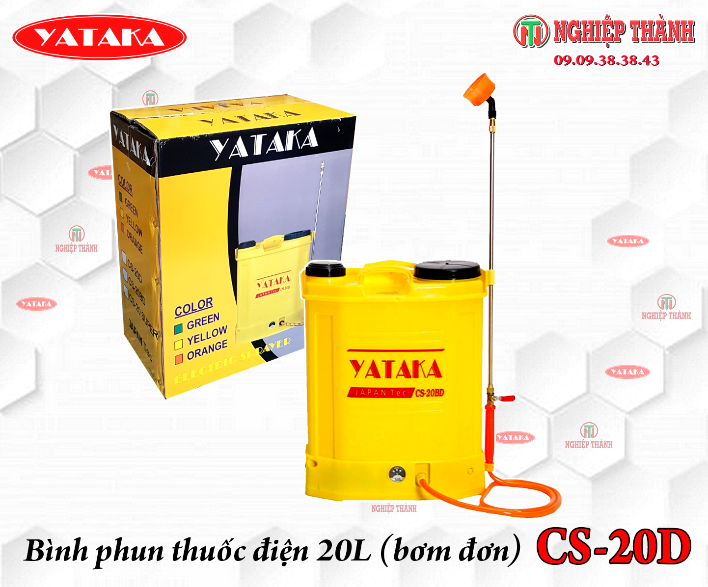 Bình phun xịt điện, máy phun thuốc trừ sâu 20l yataka cs-20d