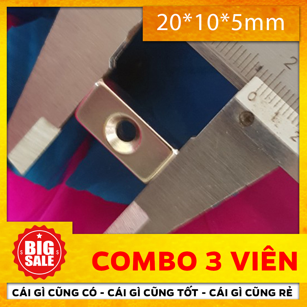 Nam châm chữ nhật F205mm có lỗ tròn 4mm