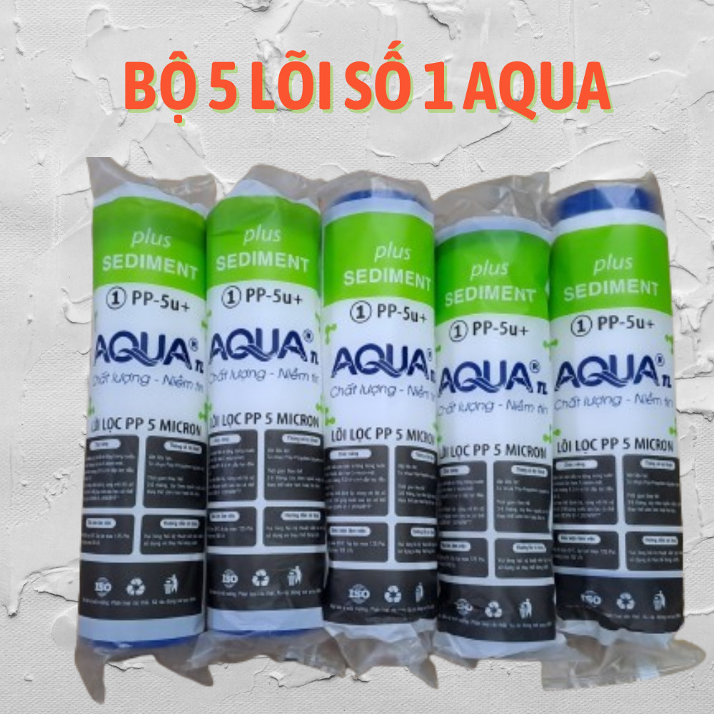 Bộ 5 lõi lọc 1 aqua ,lõi pp aqua dùng cho tất cả máy lọc có ly lọc 10in.