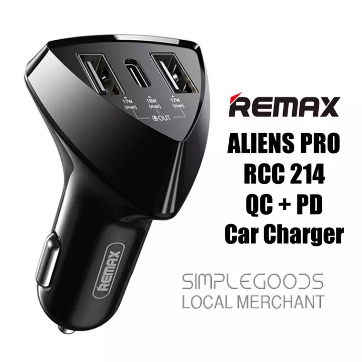 Củ Sạc Nhanh Dành Cho Ô Tô 3 Cổng Remax RCC-214 - Hỗ Trợ Sạc Nhanh 18W  QC3.0 + PD - Tương Thích Nhiều Thiết Bị - Tổng Công Suất Lên Đến 35W