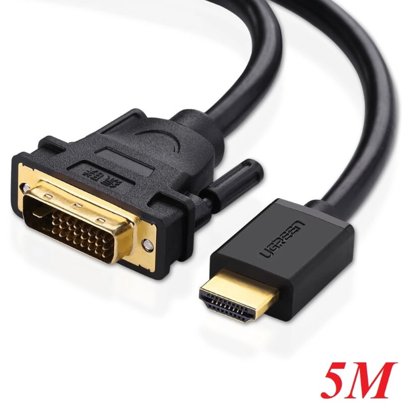 Ugreen 50350 5m màu đen cáp chuyển đổi hdmi sang dvi 24+1 thuần đồng hd133