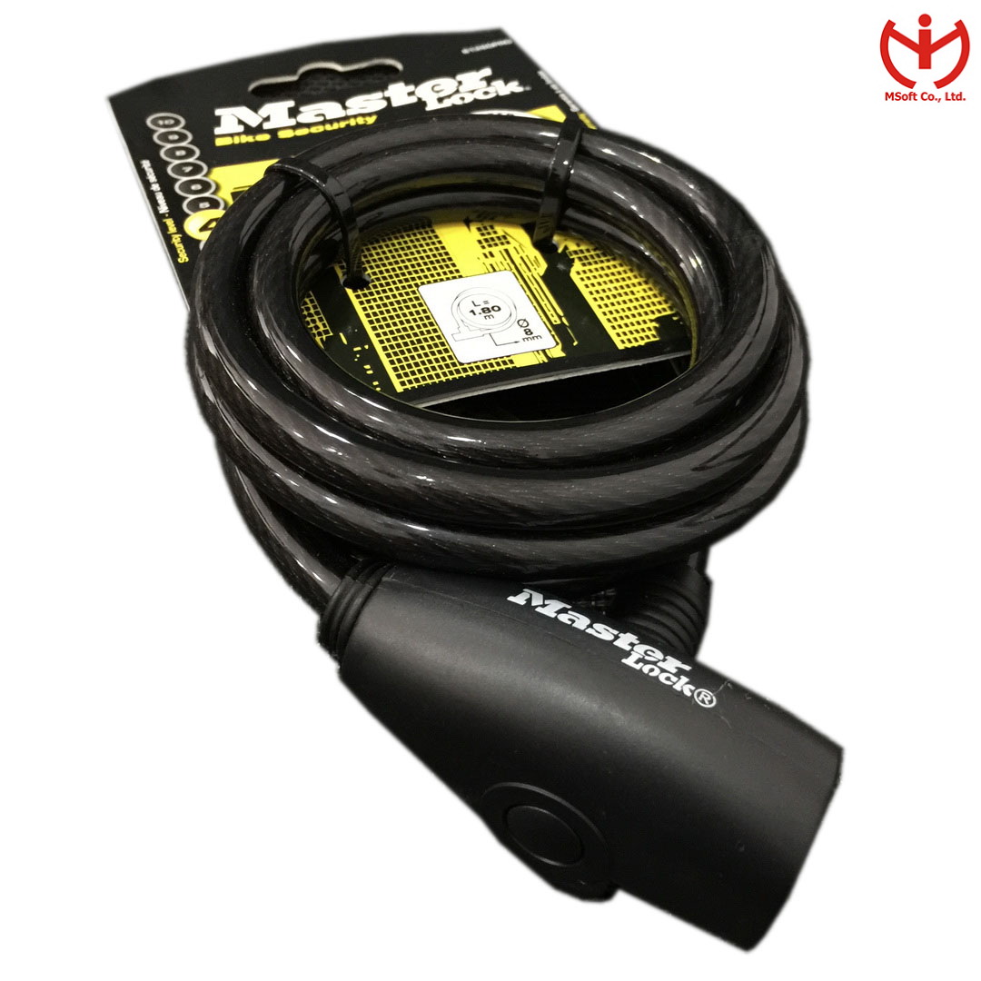 Khóa xe đạp master lock 8126 eurdpro dài 1.8m x 8mm đầu khóa chìa màu đen - msoft