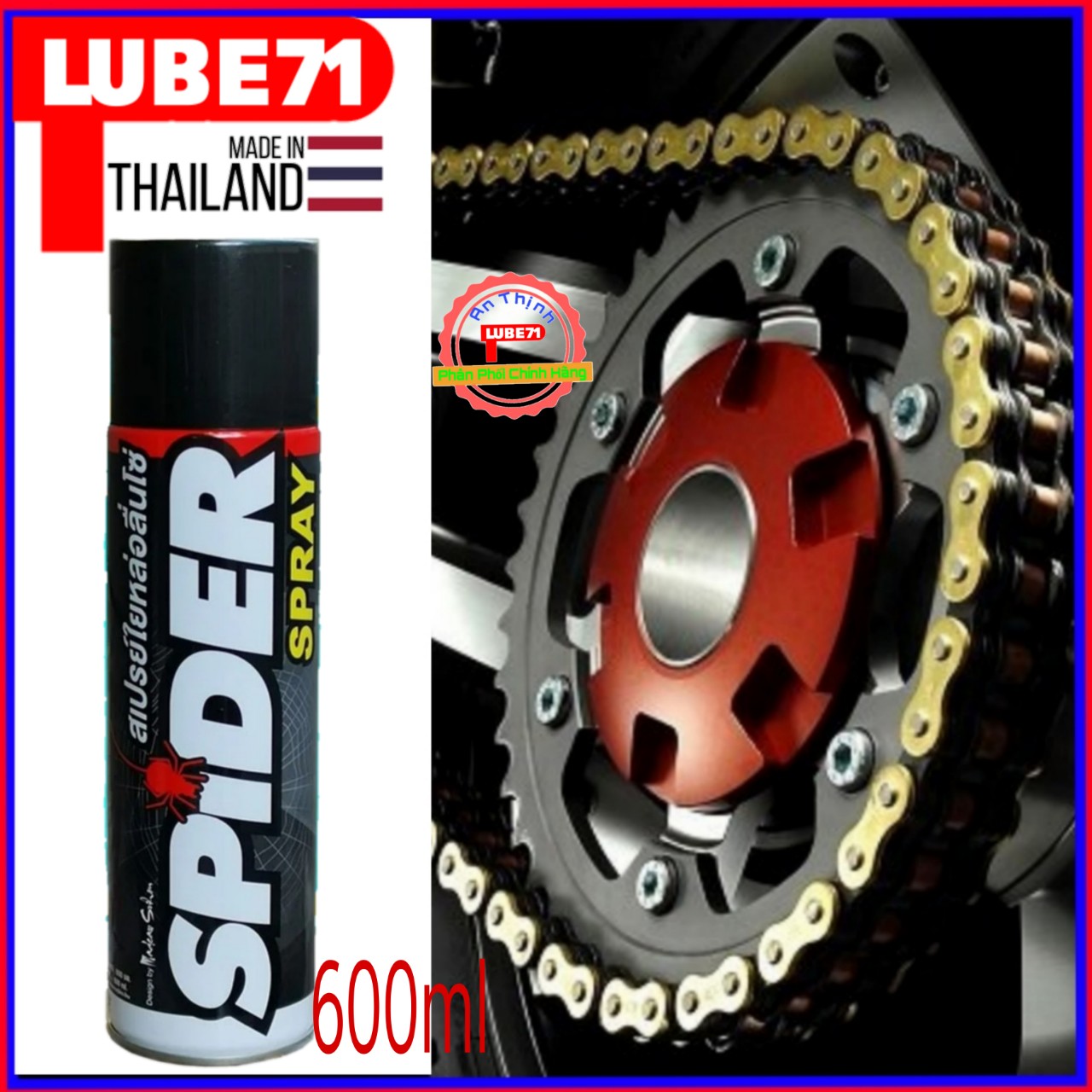 Xịt dưỡng sên spider 600ml thái lan - cho mọi loại sên: o-ring,x-ring,z-ring -chống văng.