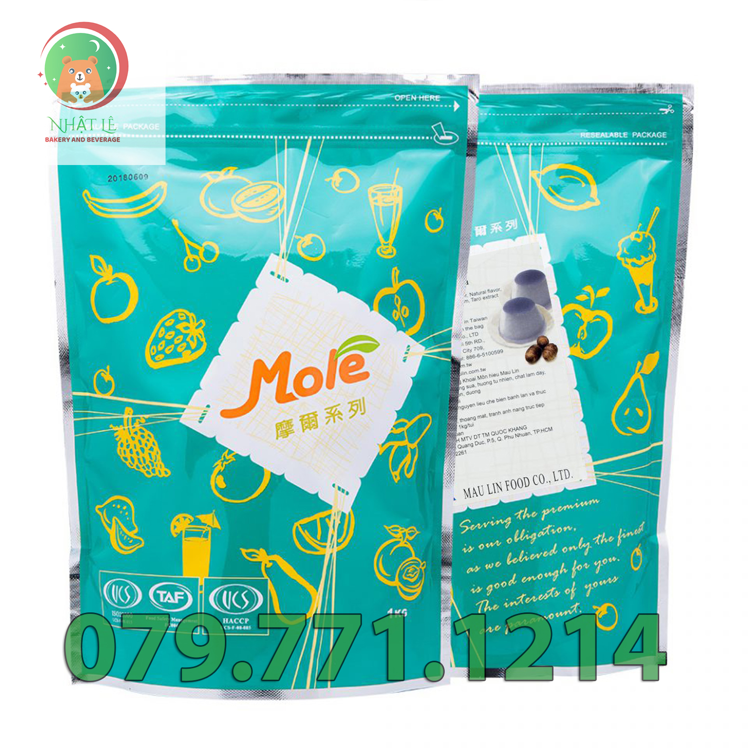 Bột Pudding Khoai Môn hiệu Mole Đài Loan túi zip 1kg