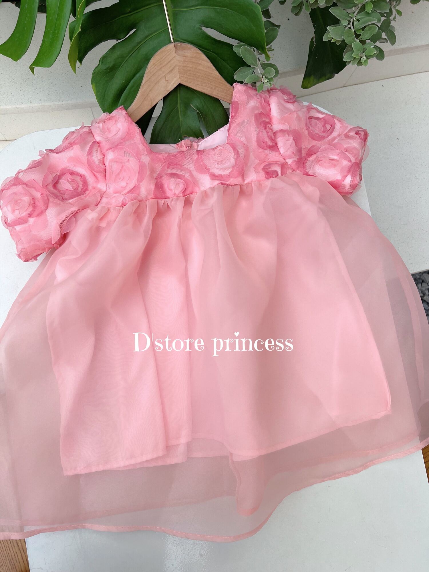 8kg - 20kg Váy bé gái váy hoa hồng tiểu thư xinh yêu cho bé gái dáng free styes hàn quốc D037