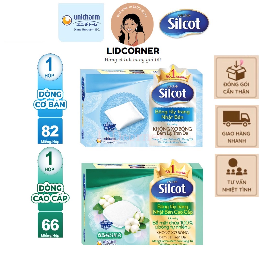 Bông tẩy trang Silcot 82 miếng/hộp, Silcot Premium 66 miếng/hộp