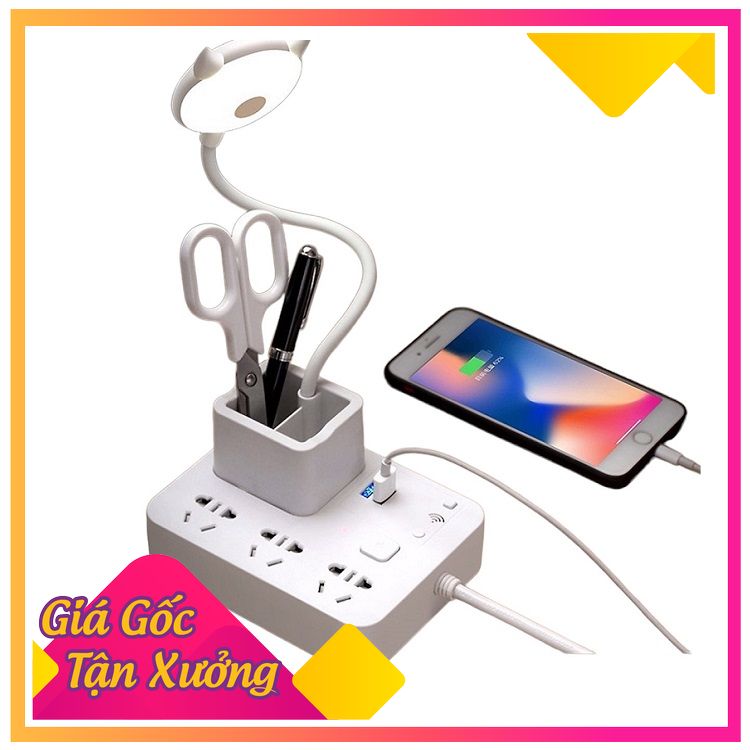 Ổ cắm điện đa năng kiêm hộp đựng bút và đèn bàn có điều khiển từ xa T3