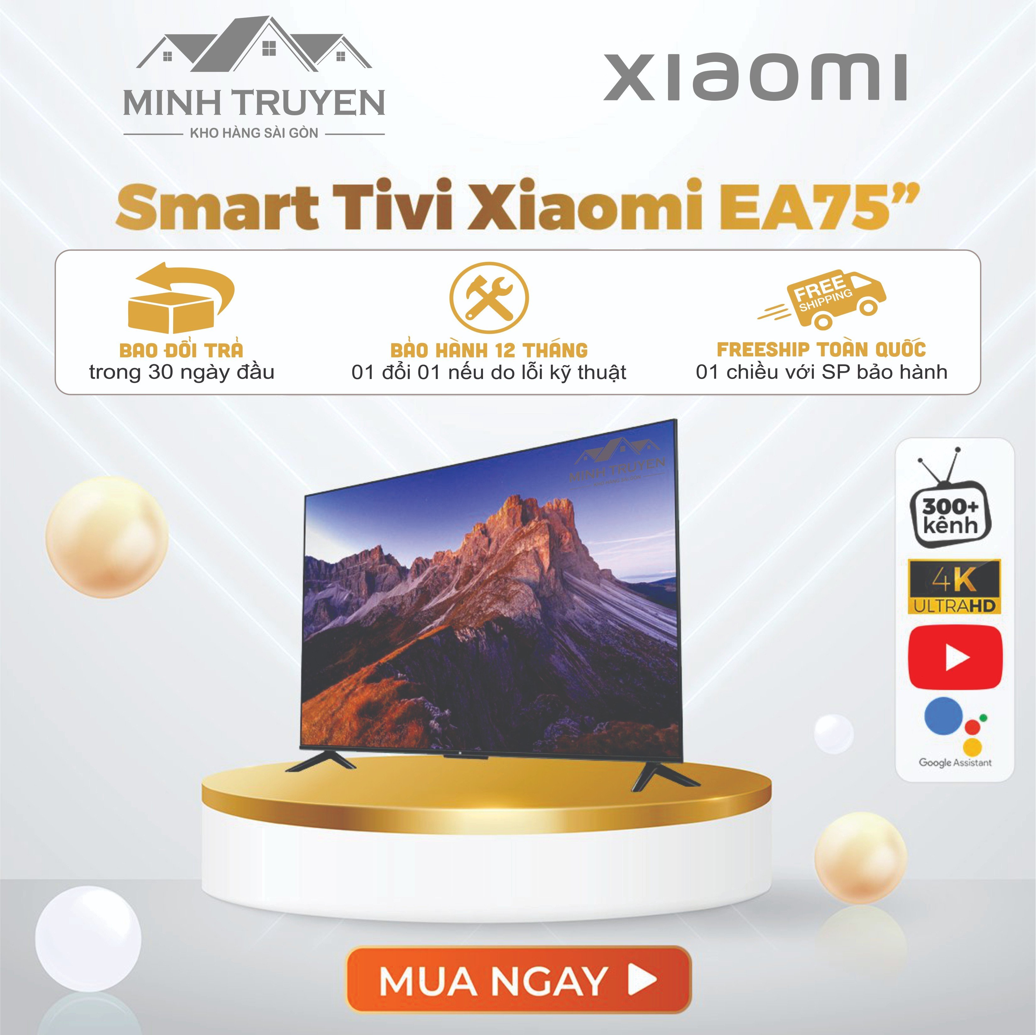 Smart Tivi Xiaomi 75 inch EA75 2022 Series ( 1.5Gb + 8Gb)/ 60Hz  - CHÍNH HÃNG 100%