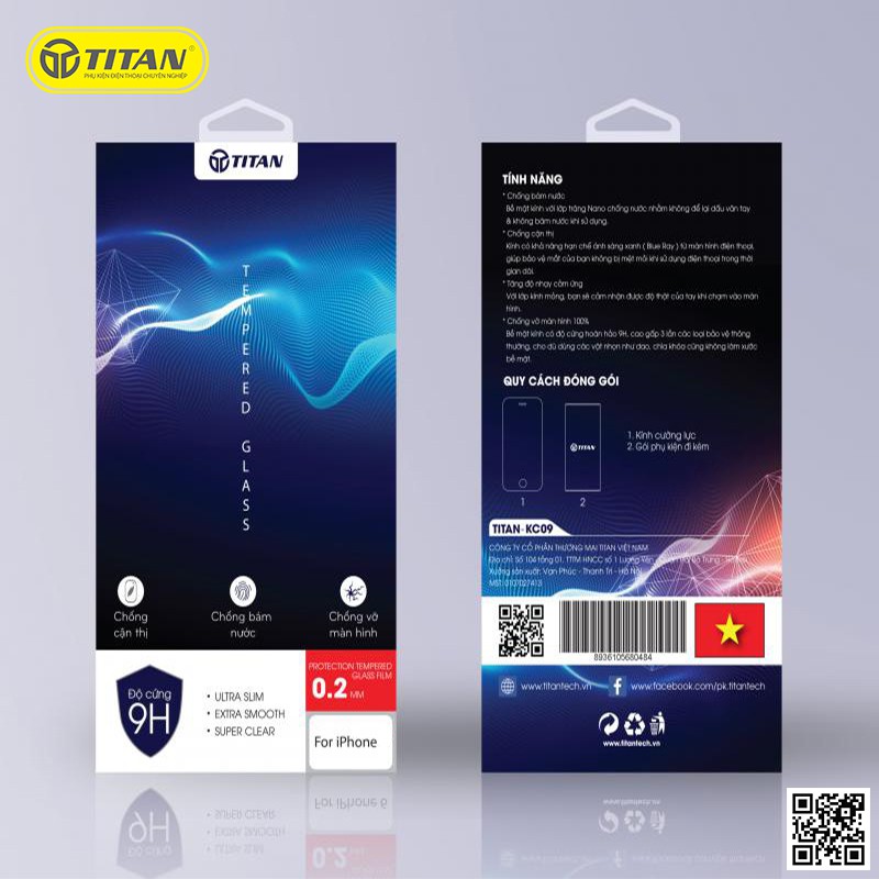 Kính cường lực không full titan kc09 dành cho iphone 5/6/6+/7/7+/8/8+/x