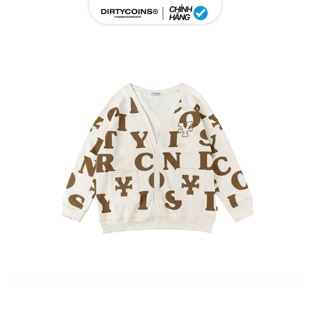 Áo Khoác DirtyCoins Print Cardigan - Ivory/Brown